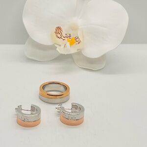 NWOT Calvin Klein Sculptural Hoop Earrings & Ring Size 7, Set Of 2